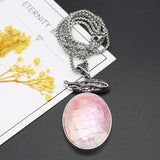 Egg Shaped Pendant Necklace Natural Stone Women's Jewelry