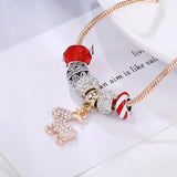 Metal Christmas Bracelet Red Crystal Snowman Elk Beads Women Jewelry
