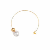 Metal Circle Asymmetrical Pearl Collar Necklace Silver Plating Jewelry