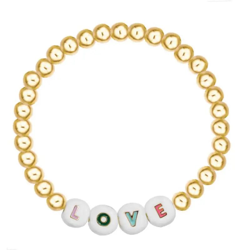 Copper Beads Letter Bracelet for Women
