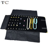 Metal Corner Jewelry Roll Bag Portable Carring Case Velvet Organizer