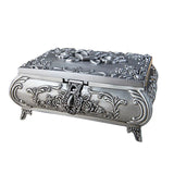 European Style Retro Silver Rose Pattern Vintage Zinc Alloy Jewelry Box