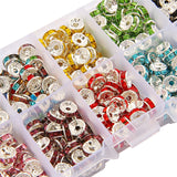 Metal Crystal Rhinestone Rondelles Spacer Beads Kit for Jewelry Making