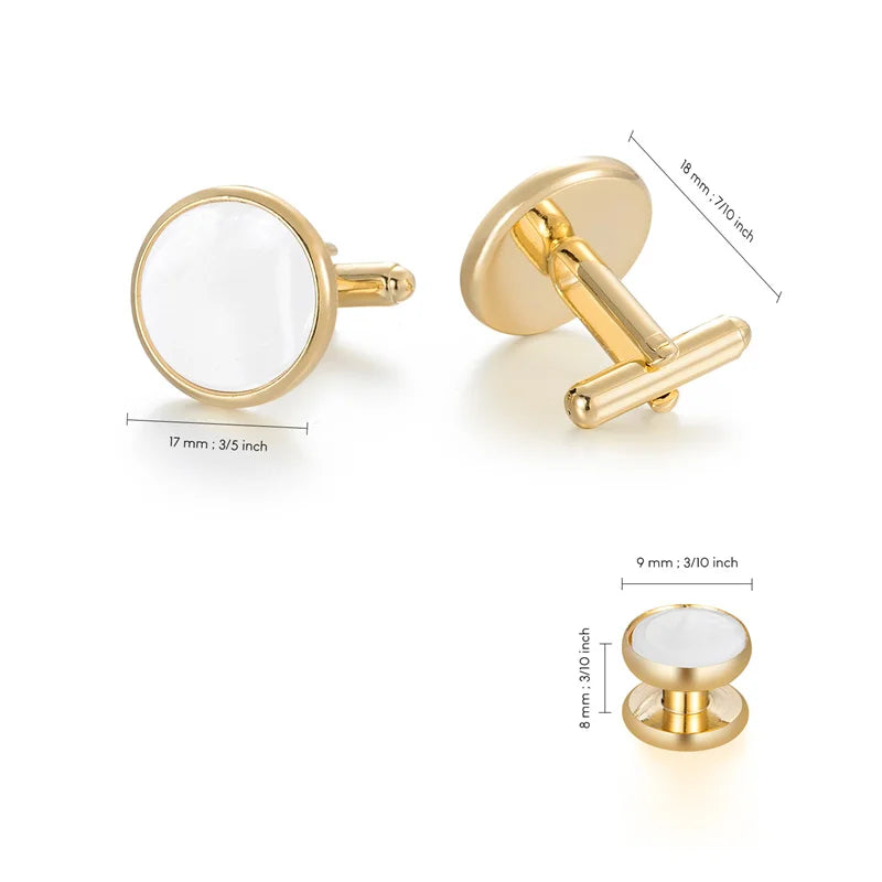 Vintage Men's Metal Cufflinks & Shirt Studs Set