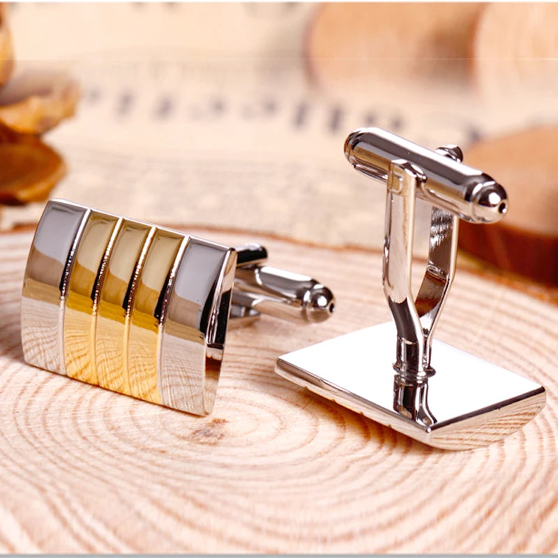 High-Quality Metal Cufflinks Silver & Colorful Men's Cufflinks