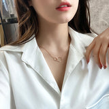 Metal Double Phase Button Necklace Woman Tide Clavicle Neck Chain