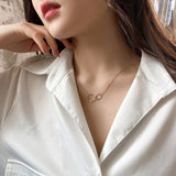 Metal Double Phase Button Necklace Woman Tide Clavicle Neck Chain