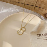 Metal Double Phase Button Necklace Woman Tide Clavicle Neck Chain