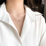 Metal Double Phase Button Necklace Woman Tide Clavicle Neck Chain