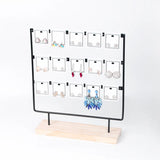 Metal Earring Display Holder with Wooden Base