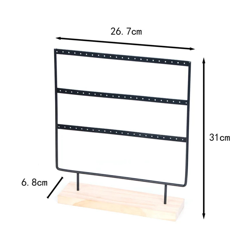 Metal Earring Display Holder with Wooden Base