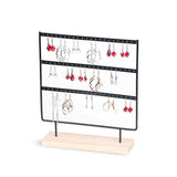 Metal Earring Display Holder with Wooden Base