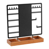 Metal Earring Holder with Wooden Ring Tray