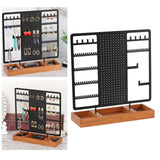 Metal Earring Holder with Wooden Ring Tray
