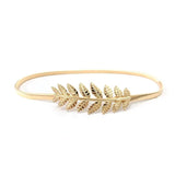 Metal Elastic Leaf Belt Womens Decorative Waist Chain Dress Accessory