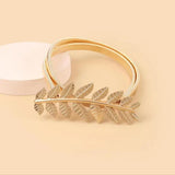 Metal Elastic Leaf Belt Womens Decorative Waist Chain Dress Accessory