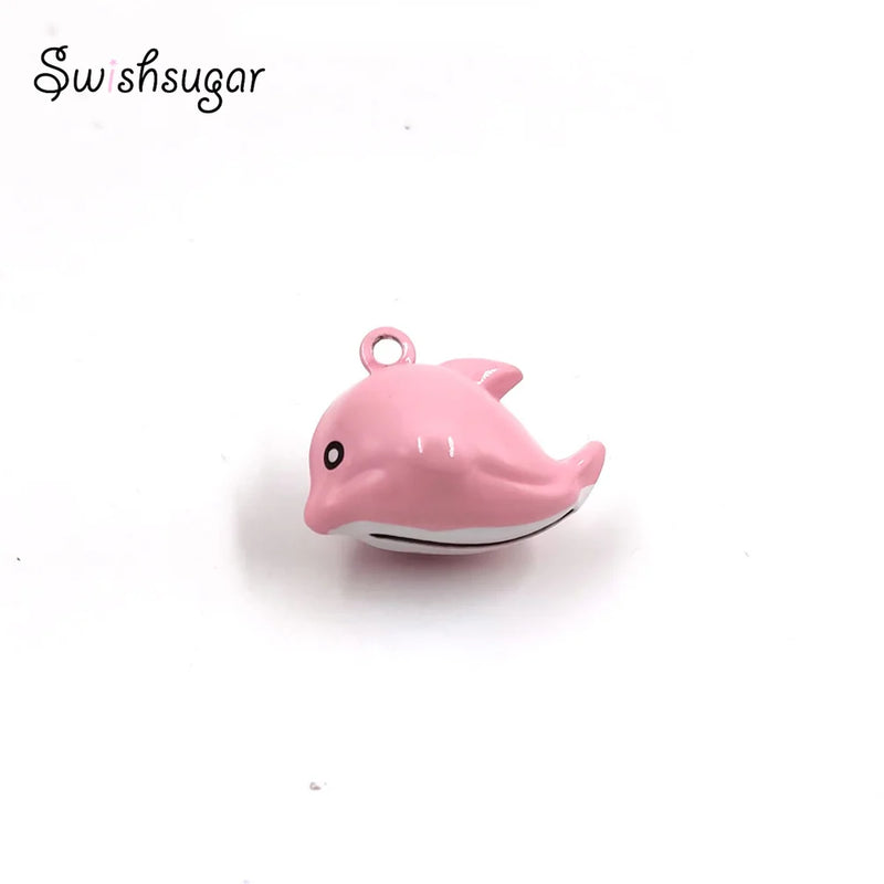 Enamel Dolphin Jingle Bells Copper Charm Pendant
