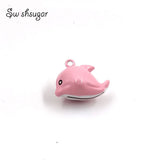 Enamel Dolphin Jingle Bells Copper Charm Pendant