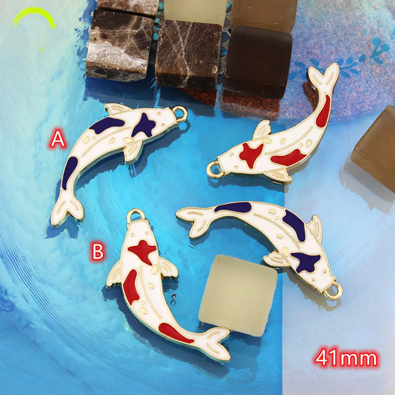 10pcs Chinese Fancy Carp Pendants for Jewelry Making