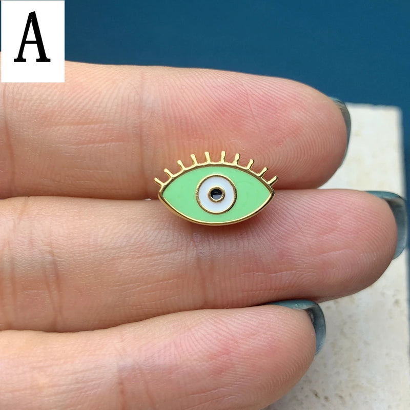 Enamel Evil Eye Beads Big Hole Charms for Jewelry Making