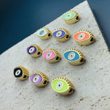 Enamel Evil Eye Beads Big Hole Charms for Jewelry Making