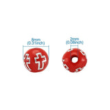 Metal Enlaced Plating Acrylic Beads 8mm Round Cross Mixed Color