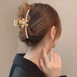 Pink Flower Hairpins Accessories Pearl Shark Clip Head Jewelry For Girls