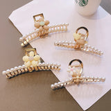 Pink Flower Hairpins Accessories Pearl Shark Clip Head Jewelry For Girls