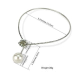 Metal Flower Pearl Choker Necklace Long Jewelry