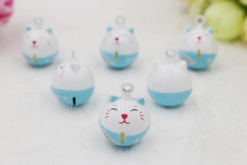Metal Fortune Cat Bell Charms Necklace Bracelet Pendants