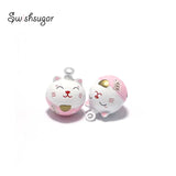Metal Fortune Cat Bell Charms Necklace Bracelet Pendants