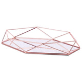 Metal Glass Jewelry Tray Makeup Cosmetic Organizer Storage Box
