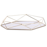 Metal Glass Jewelry Tray Makeup Cosmetic Organizer Storage Box