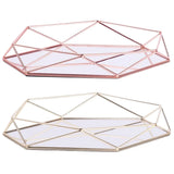 Metal Glass Jewelry Tray Makeup Cosmetic Organizer Storage Box