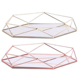Metal Glass Jewelry Tray Makeup Cosmetic Organizer Storage Box