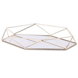 Metal Glass Jewelry Tray Makeup Cosmetic Organizer Storage Box
