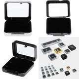 Metal Glass Top Foam Insert Gem Jars Box Gemstone Storage Display Tray
