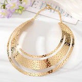 Metal Golden Hollow Heart Torques Necklace Women European Ethnic