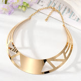Metal Golden Hollow Heart Torques Necklace Women European Ethnic