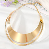Metal Golden Hollow Heart Torques Necklace Women European Ethnic
