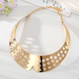 Metal Golden Hollow Heart Torques Necklace Women European Ethnic