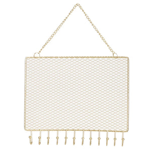 Metal Grid Rectangle Wall Shelf Earring Organizer Jewelry Holder