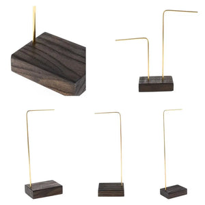 Metal Hanging Jewelry Stand Holder Storage Display Rack with Wooden Base