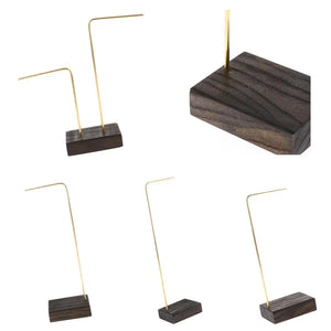 Metal Hanging Jewelry Stand Holder Storage Display Rack with Wooden Base
