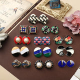 Vintage Enamel Studs Earrings for Women Party Jewelry