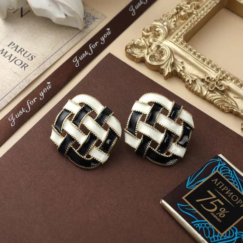 Vintage Enamel Studs Earrings for Women Party Jewelry
