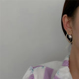 Metal Irregular Pearl Earrings European And American Style Personality
