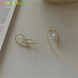 Metal Irregular Pearl Earrings European And American Style Personality