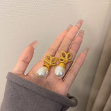 Metal Pearl Earrings European American Style Stud Earrings