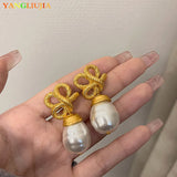 Metal Pearl Earrings European American Style Stud Earrings